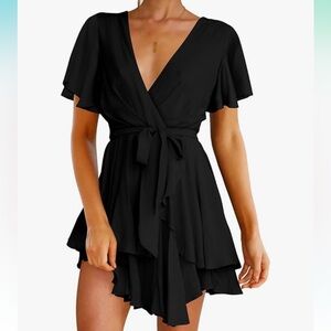 Gorgeous Black Faux Wrap Dress